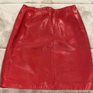 Red leather skirt.